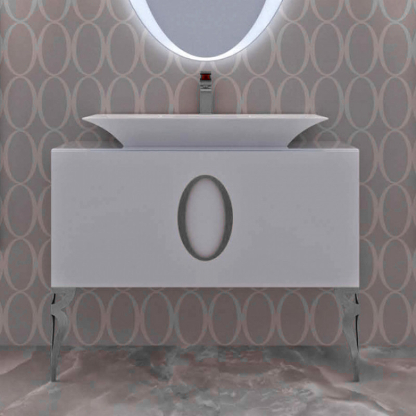 Тумба со стеклянной столешницей  без раковины, с 2 ножками, 100см. La Beaute SAVOIE (детальная фотография)