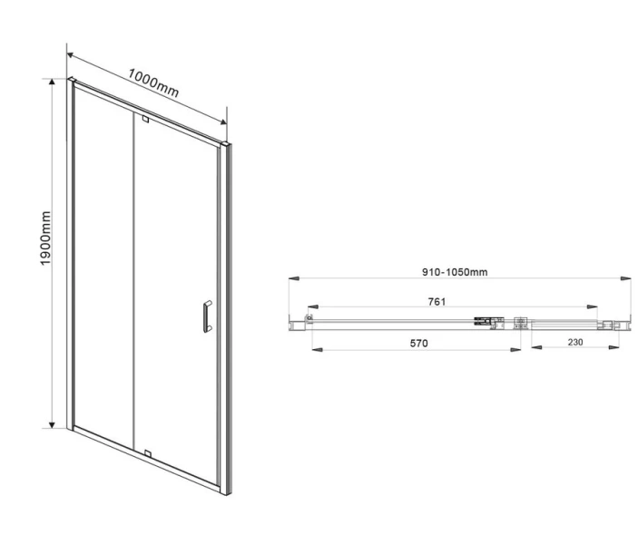 Душевая дверь в нишу Vincea Intra VDP-1I9010 100 см хром (детальная фотография), 100 см