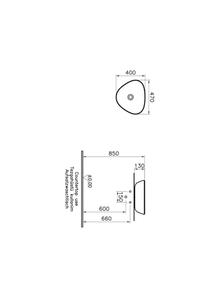 Раковина VitrA Plural 7812B4 47 см накладная (детальная фотография), современные, hi-tech