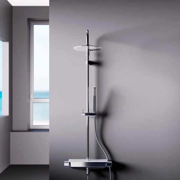 Душевая стойка Damixa Scandinavian Pure 936760 с термостатом (детальная фотография), с тропическим душем