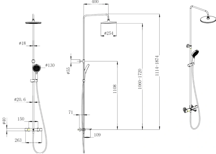 Душевая стойка Kerama Marazzi Fonte хром FO.301.KM.CR (детальная фотография), нет в наличии