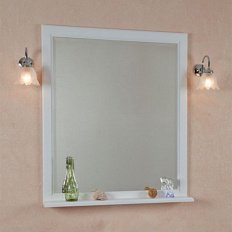 Зеркало для ванной с полкой, цвет белый матовый, La Beaute Michel