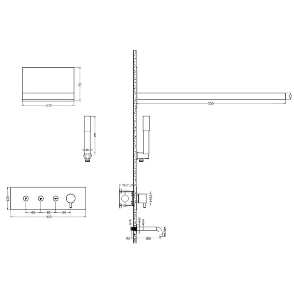 Душевой комплект Boheme Fusion золото матовое 130-2-MG (детальная фотография), душевые комплекты, наборы