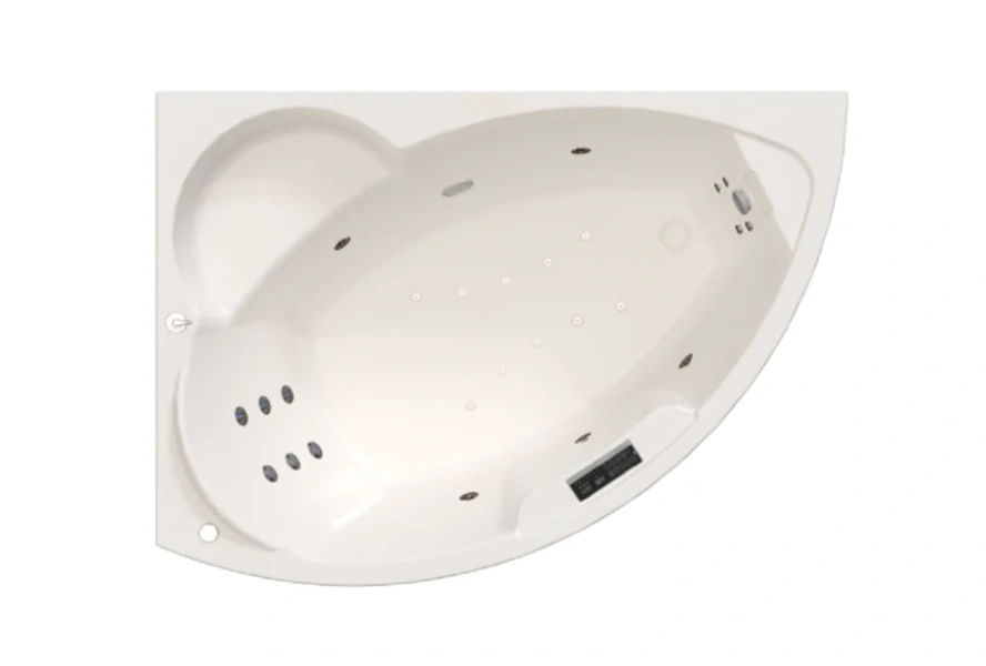Гидромассажная ванна Радомир Алари 2-83-2-1-0-218/2-83-2-2-0-218, 168 х 120 см, L/R, рама-подставка, фронтальная панель, слив-перелив, гидромассаж Люкс хром КУ 400, датчик уровня воды, turbo pool, озонатор, хромотерапия, радио, массаж спины, ступней, боко (детальная фотография), акриловые