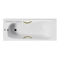 Чугунная ванна Vinsent Veron Concept VCO1507042H/VH0015GD, 150 x 70 см, ручки золото, цвет белый