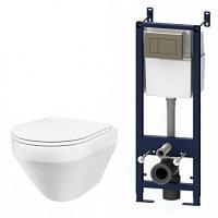 Унитаз с инсталляцией Am.Pm Spirit с клавишей глянцевый хром и сиденьем микролифт 