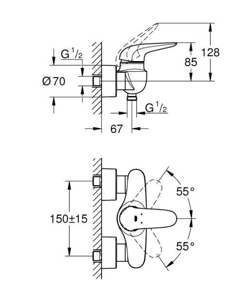Смеситель для душа хром Grohe Eurostyle New  23722003 (детальная фотография), для душа