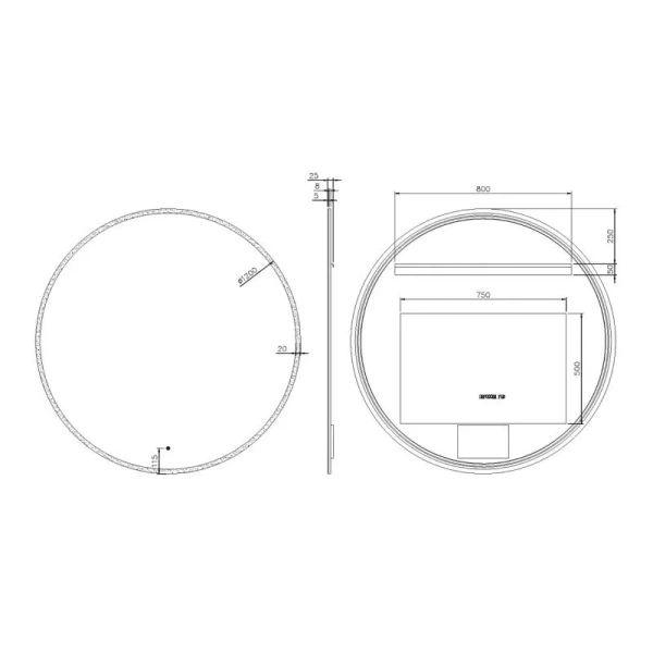 Зеркало с подсветкой Boheme 120 см хром 545-120-CR (детальная фотография), по запросу