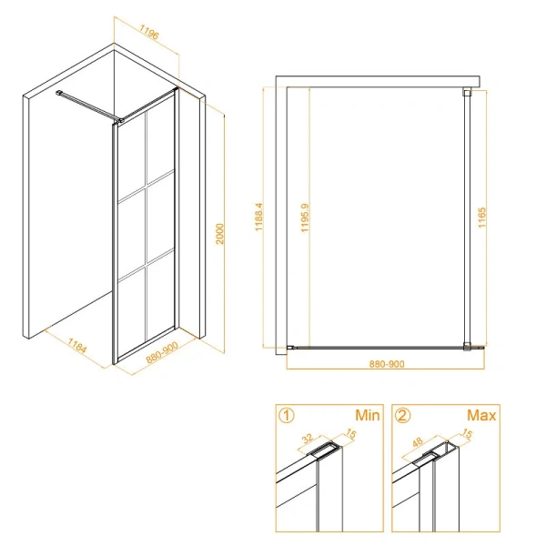 Душевая перегородка RGW Walk In WA-110W 90 см профиль белый 351011009-15 (детальная фотография), современные, hi-tech