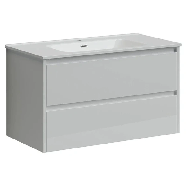 Тумба с раковиной подвесная Sancos Libra LB90W 90 см с ящиками (детальная фотография)