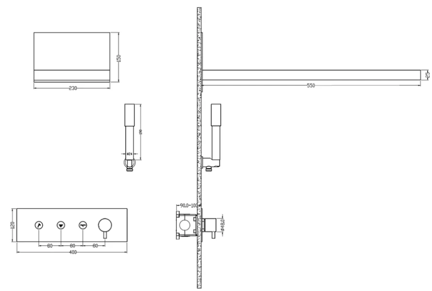 Душевой комплект Boheme Fusion черный/хром 130-BCR (детальная фотография), комплекты