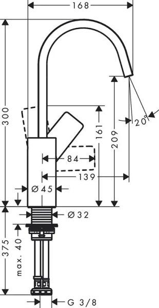 Смеситель для раковины Hansgrohe Vivenis хром 75032000 (детальная фотография), для раковины