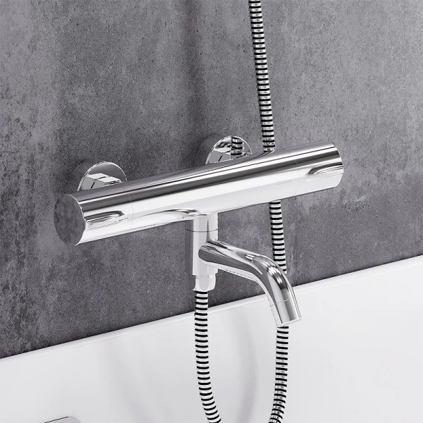 Смеситель для ванны Damixa Scandinavian Pure 363000 термостатический (детальная фотография), хром, черные