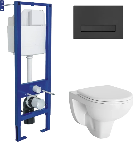 Унитаз с инсталляцией BERGES Gamma кнопка черная Soft Touch 043313 (детальная фотография)