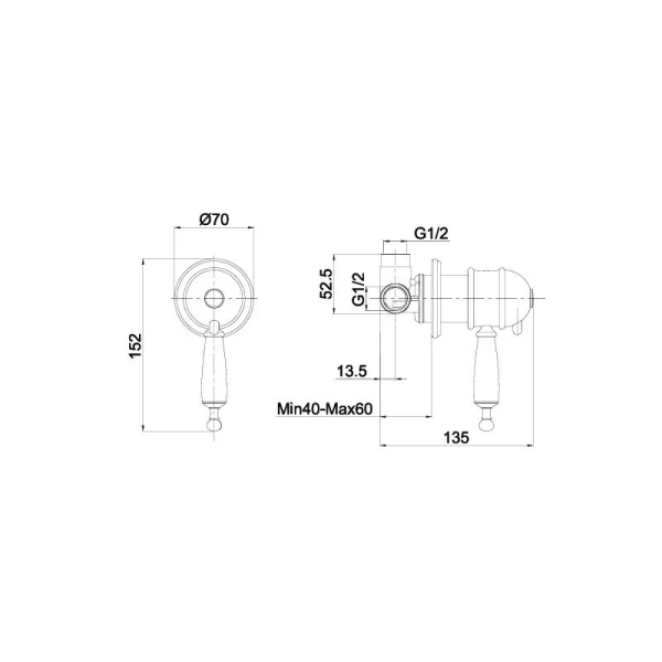 Смеситель для душа термостатический Migliore Oxford ML.OXF-6377 (детальная фотография), для душа