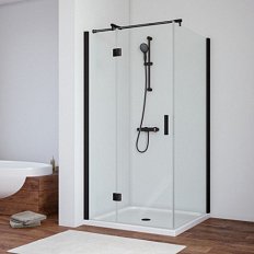 Душевой уголок профиль черный матовый стекло прозрачное Vegas-glass