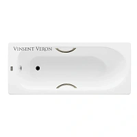 Чугунная ванна Vinsent Veron Soissons VCN1707042H/VH0015BR, 170 x 70 см, ручки бронза, цвет белый