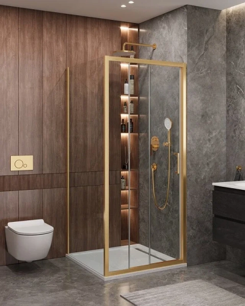 Душевой уголок Cezares Molveno 100х90 см стекло прозрачное профиль золото MOLVENO-AHF-31-100/90-C-BORO-IV (детальная фотография), современные, hi-tech