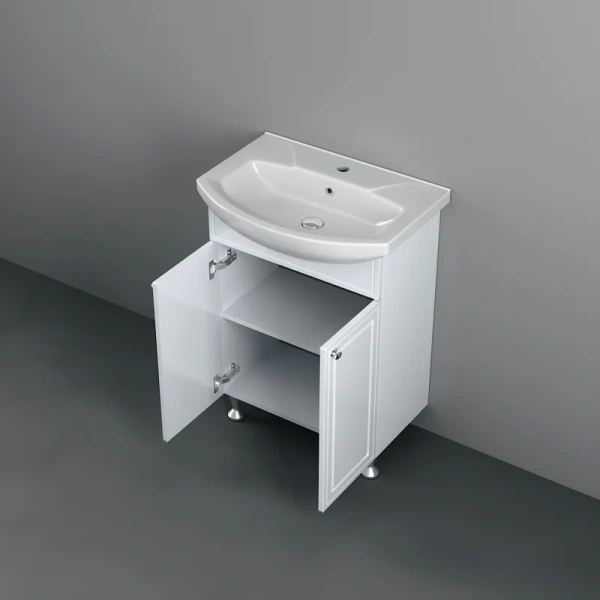 Тумба с раковиной напольная Damixa Palace One 60 см белый глянец M41-FSX0601WG-WCC060 (детальная фотография), современная, hi-tech
