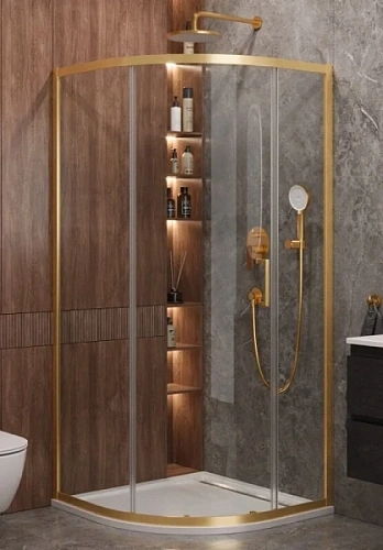 Душевой уголок Cezares Molveno 90х90 см стекло прозрачное профиль золото - фото 3