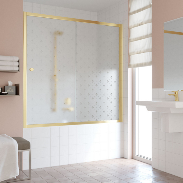 Душевая шторка на ванную стекло флёр-де-лис Vegas-glass ZV 160 R05 L (детальная фотография), узорчатые