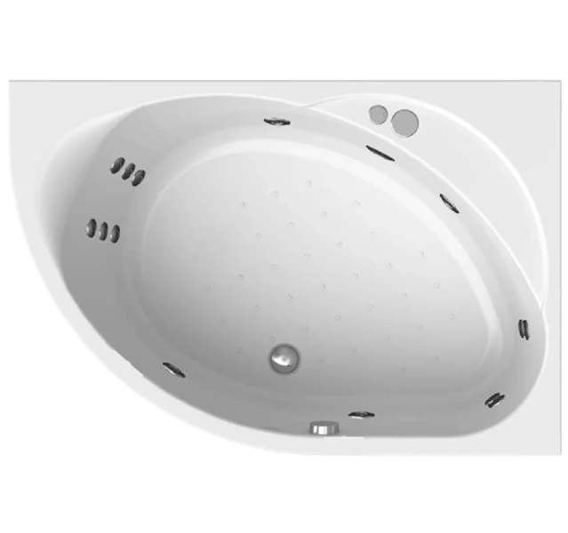 Ванна гидромассажная акриловая Vannesa Massage Мелани R 140 x 90 см, система актив хром 2-77-2-2-0-212 (детальная фотография), акриловые