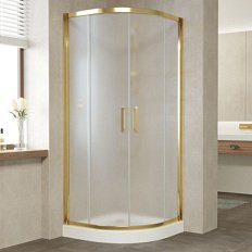 Душевой уголок профиль золотой стекло сатин Vegas-glass
