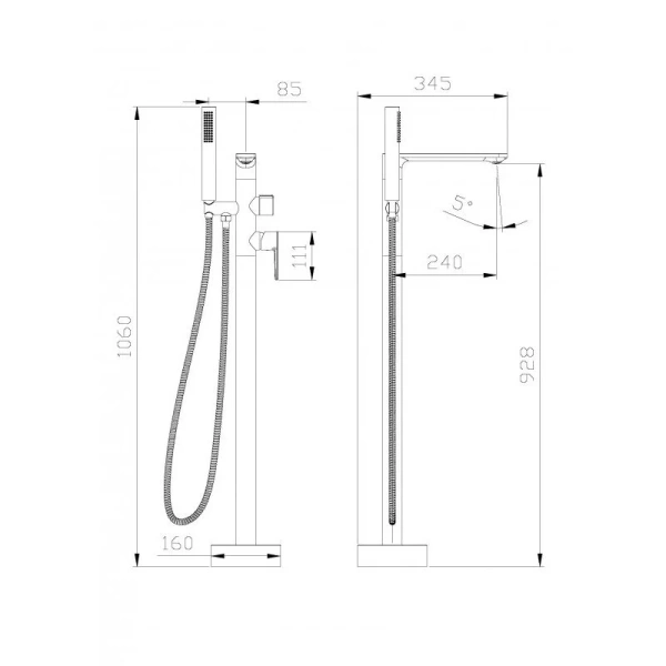 Смеситель для ванны Cezares Lux хром LUX-VDP-01 (детальная фотография), для ванны