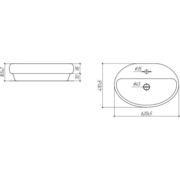 Раковина Brevita Doppio 60 см белая 0116 (детальная фотография), современные, hi-tech