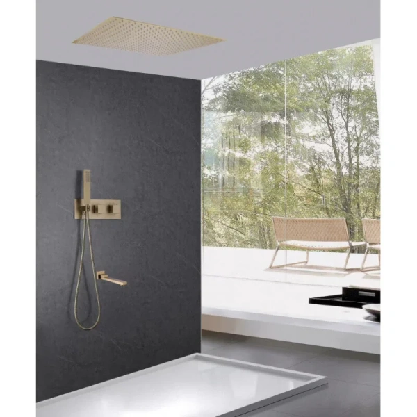 Душевой комплект Abber Daheim золото матовое AF8254G (детальная фотография), золотые