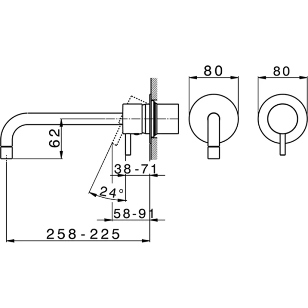 Смеситель для раковины Cisal Less New LN005517 на 2 отверстия (детальная фотография), для раковины