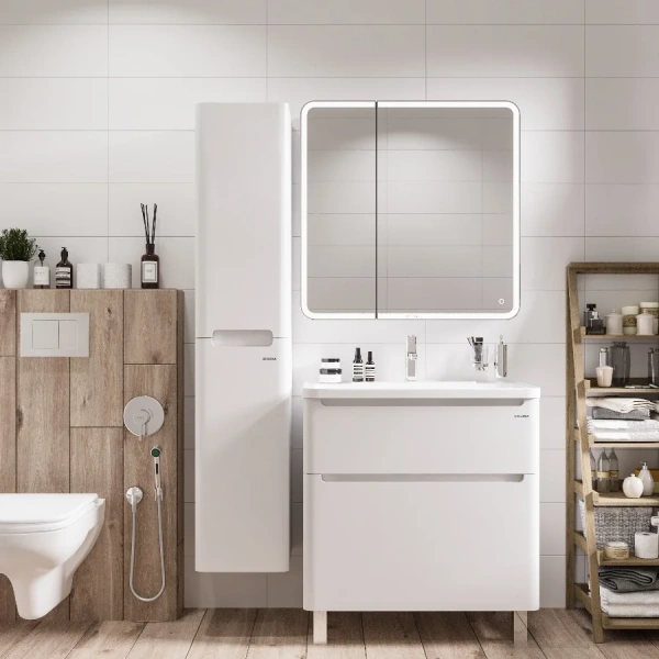 Тумба с раковиной напольная Grossman Адель 108007 80 см белая (детальная фотография), напольная, пристенная