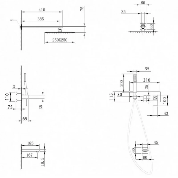 Душевой комплект Abber Daheim сатин AF8217SP (детальная фотография), комплекты