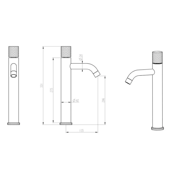 Смеситель для раковины Boheme Stick графит матовый 122-GM (детальная фотография), для раковины