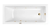 Ванна гидромассажная Whitecross Wave Soft, 160 х 70 см, увеличенная толщина акрила, усиленная армировка, белый/золото, 0101.160070.100.SOFT.GL