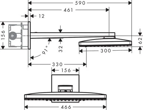 Верхний душ Hansgrohe Rainmaker Select черный/хром 24007600 (детальная фотография), хром, черные index_1