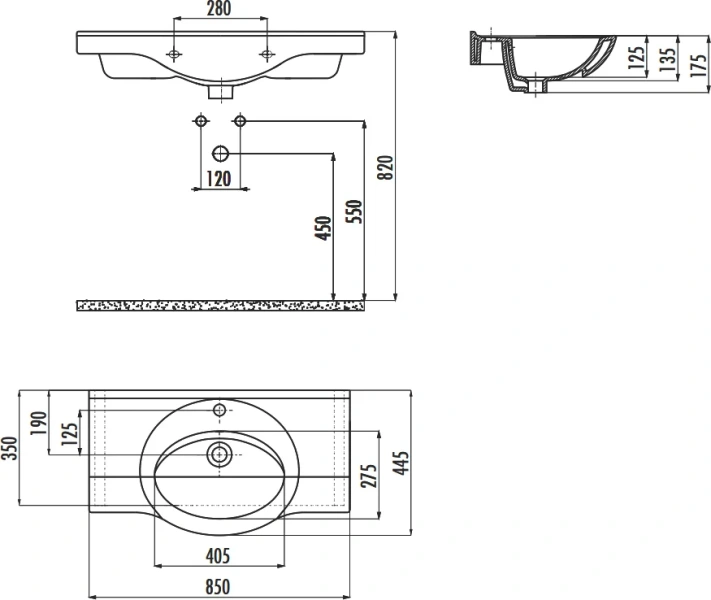 Раковина Creavit Etol 85 см белая ET185-00CB00E-0000 (детальная фотография), современные, hi-tech