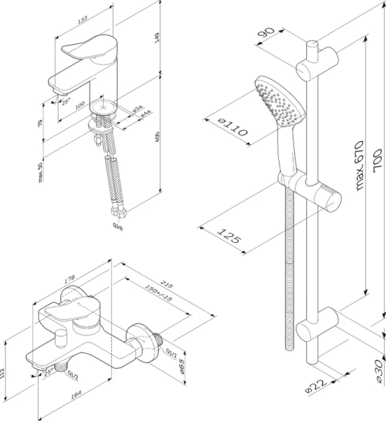 Душевой комплект Am.Pm X-Joy белый матовый F43985A00 (детальная фотография), современные, hi-tech index_1