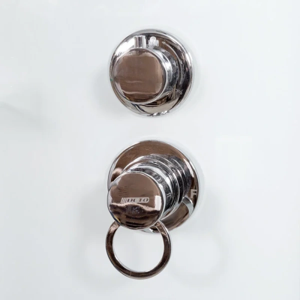 Душевая кабина Deto EM 90x90 см с гидромассажем EM4590NLED+GM (детальная фотография), стеклянные, матовые, узорчатые