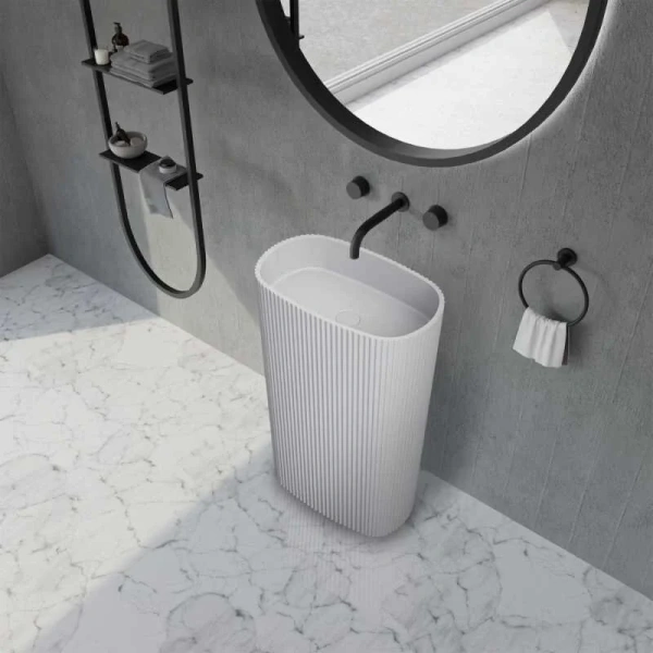 Раковина Abber Stein 55 см белая матовая AS2502-H (детальная фотография), белые