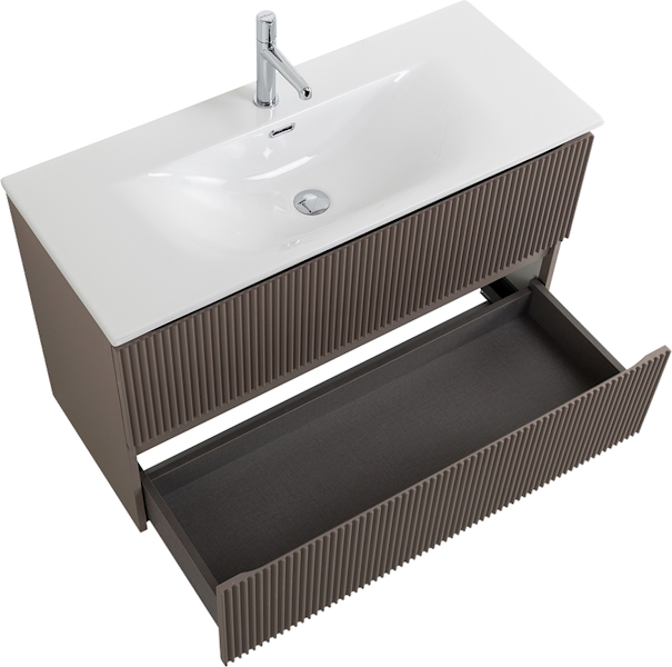 Тумба под раковину подвесная BelBagno Uno-Mini 100 см бежевый матовый UNO-MINI-1000-2C-SO-СO (детальная фотография), 100 см