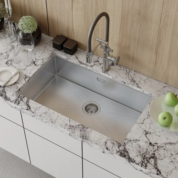 Мойка для кухни IDDIS Edifice 74 см сатин EDI74S0i77 (детальная фотография), прямоугольной формы