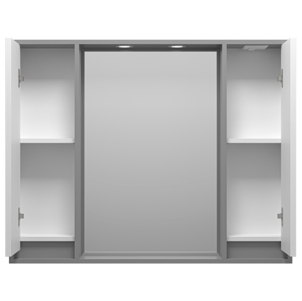 Зеркальный шкаф с подсветкой Brevita Balaton 100 см белый, серый BAL-04100-01-01 (детальная фотография), современные, hi-tech