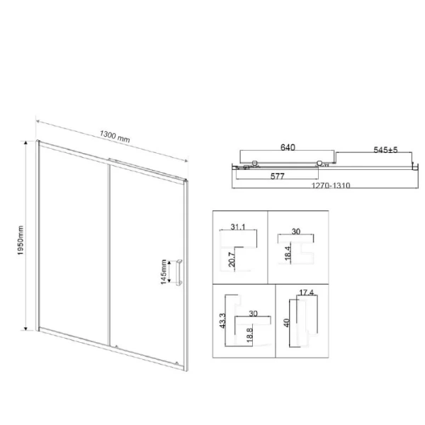 Душевая дверь в нишу Vincea City 130 см профиль черный VDS-5CT130CLB (детальная фотография), современные, hi-tech