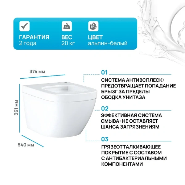 Унитаз с инсталляцией Grohe Rapid SL панель Arena Cosmopolitan 36501000 (детальная фотография), нет в наличии index_1
