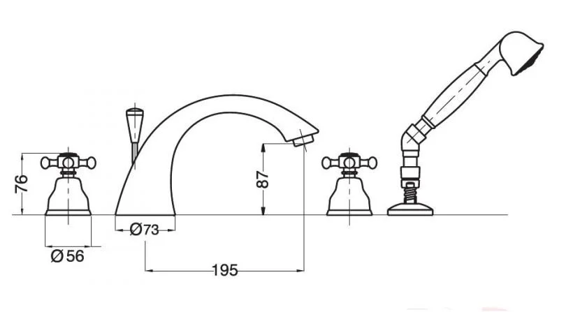 Смеситель для ванны Migliore Lady хром/золото 18837 (детальная фотография), для ванны