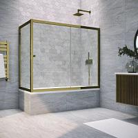 Душевая шторка на ванную профиль бронза стекло прозрачное Vegas-glass