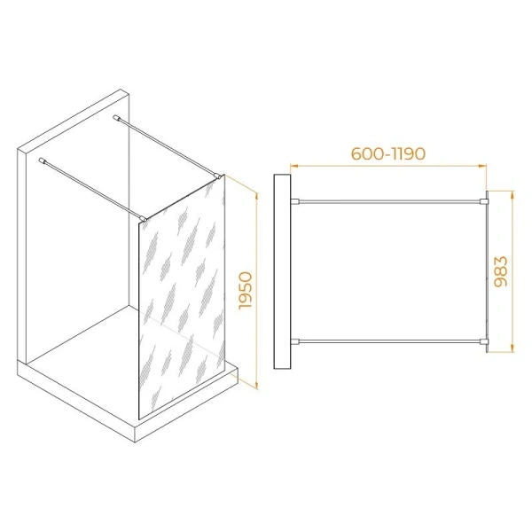 Душевая перегородка RGW Walk In WA-016 100 см профиль хром, стекло прозрачное 35101610-11 (детальная фотография), современные, hi-tech