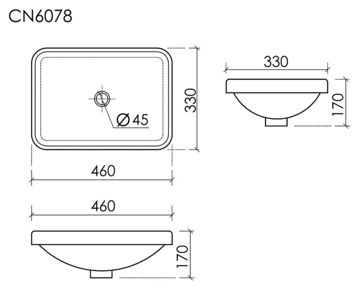 Раковина Ceramica Nova Element 46 см белая CN6078 (детальная фотография), современные, hi-tech