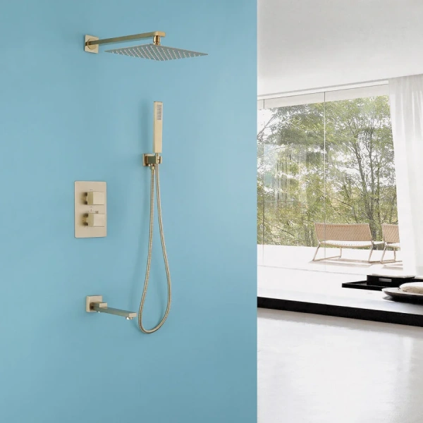 Душевой комплект Abber Daheim золото матовое AF8250G (детальная фотография), золотые
